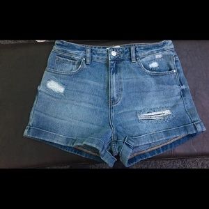 PacSun Medium Wash High-Rise Denim Mom Shorts